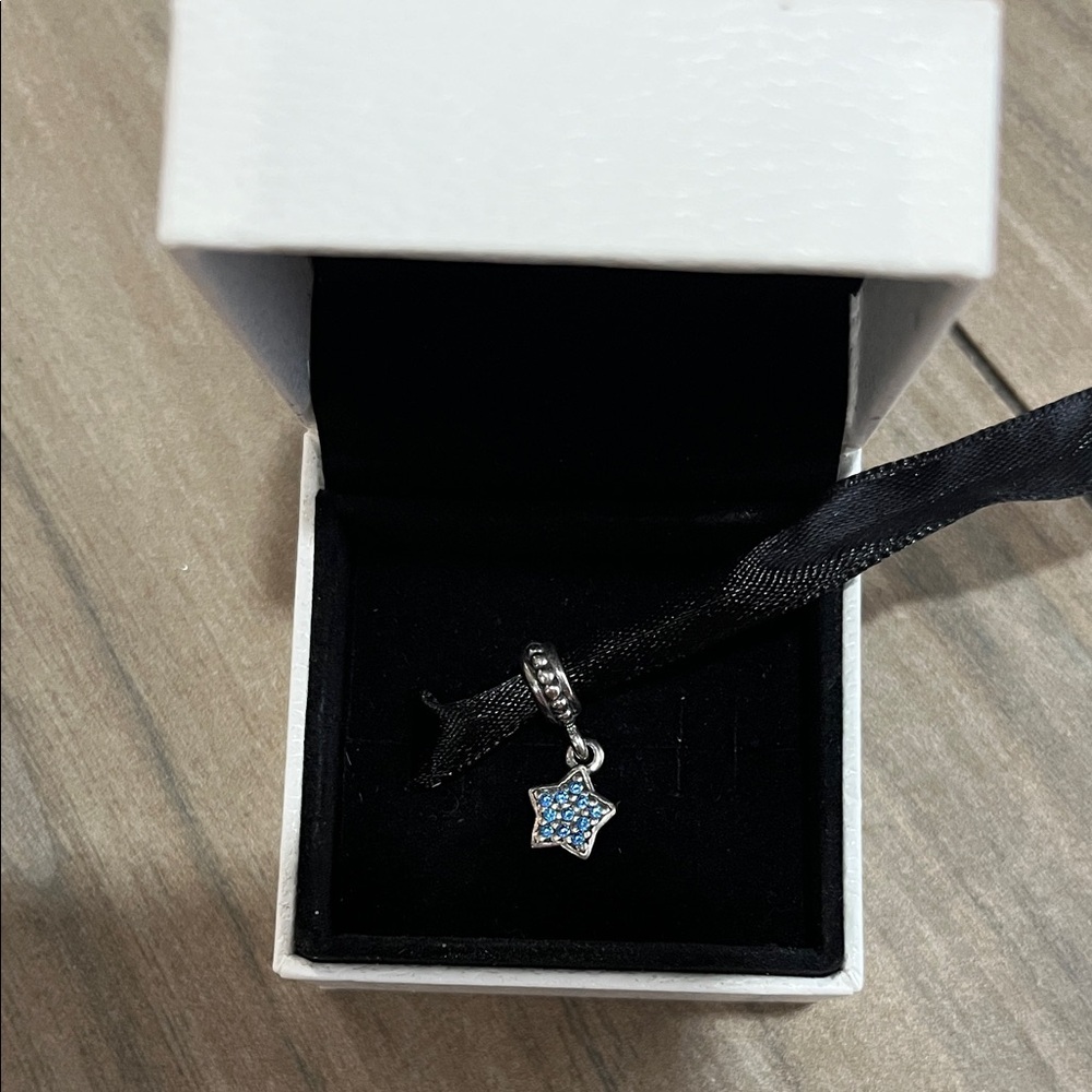 Pandora Silver Star Charm with Blue